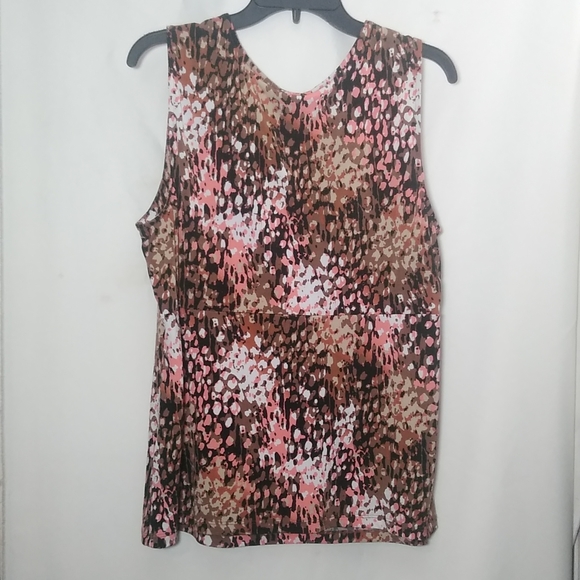 Flattering Professional Sleeveless Knit Top Twist Neck Bust Earth Tones Sze. XXL - Picture 6 of 10